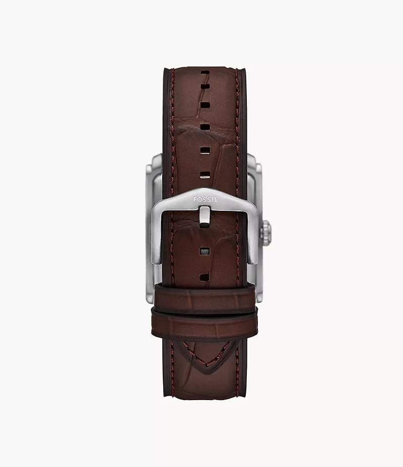 Carraway Three-Hand Brown Croco Leather Watch