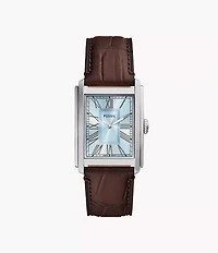 Carraway Three-Hand Brown Croco Leather Watch