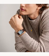 Carraway Three-Hand Brown Croco Leather Watch