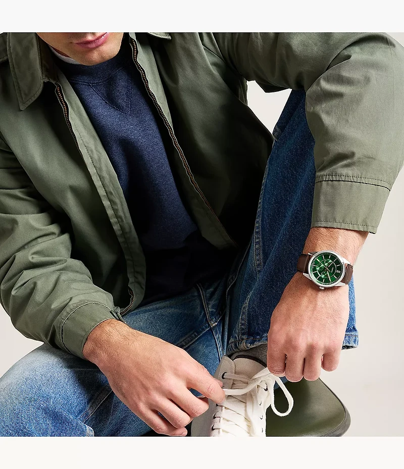 Pearson Multifunction Brown Leather Watch