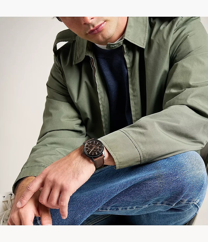 Pearson Multifunction Brown Leather Watch