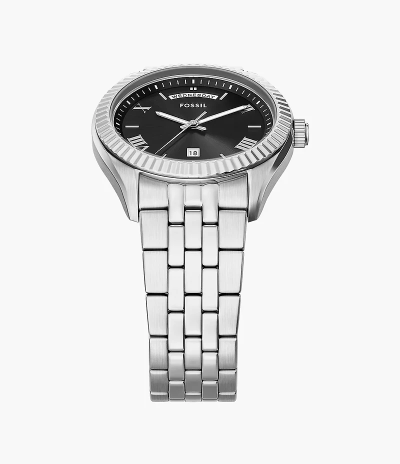 Campbell Three-Hand Day-Date Stainless Steel Watch