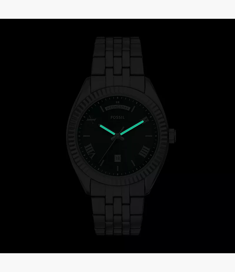 Campbell Three-Hand Day-Date Stainless Steel Watch