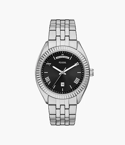Campbell Three-Hand Day-Date Stainless Steel Watch