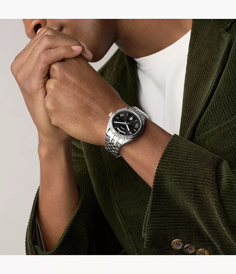 Campbell Three-Hand Day-Date Stainless Steel Watch