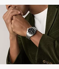 Campbell Three-Hand Day-Date Stainless Steel Watch