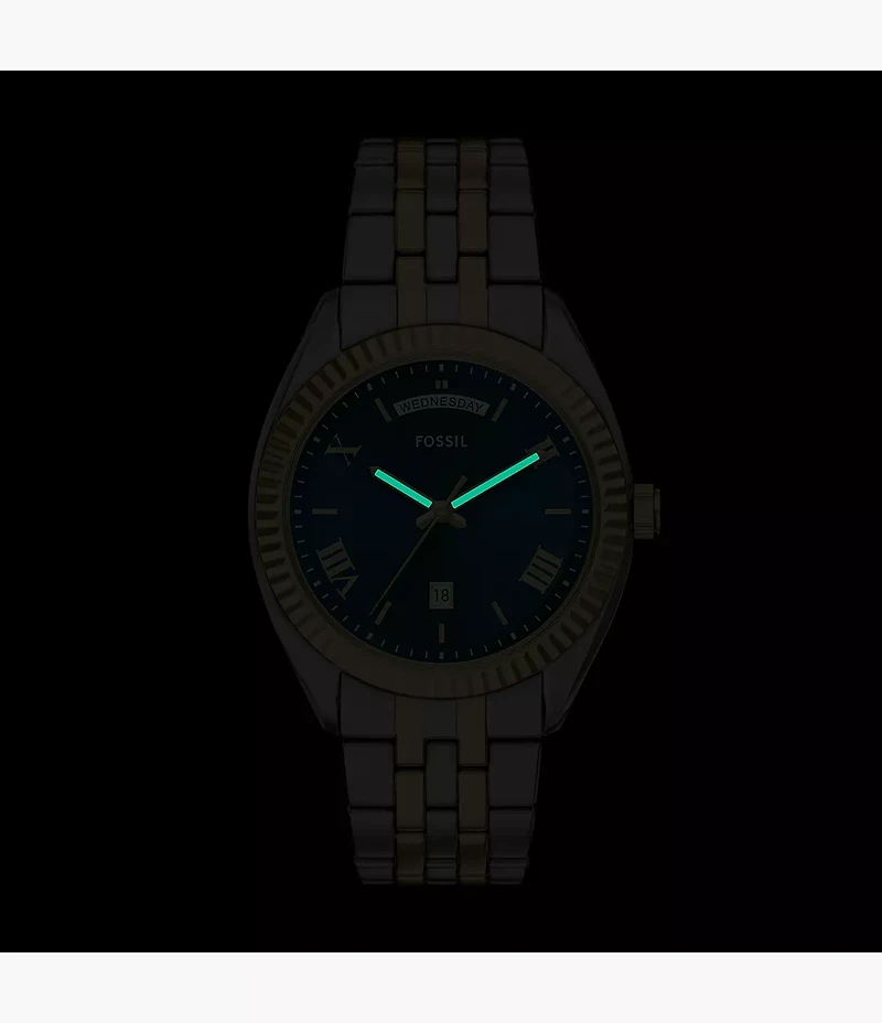 Campbell Three-Hand Day-Date Two-Tone Stainless Steel Watch
