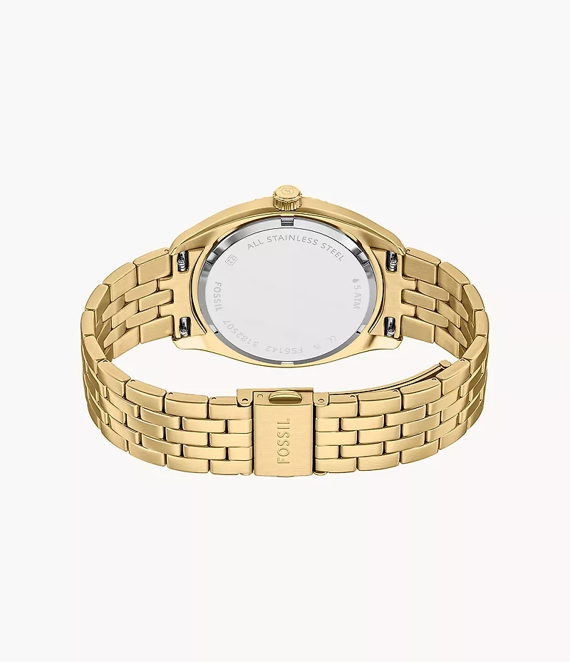 Campbell Three-Hand Day-Date Gold-Tone Stainless Steel Watch