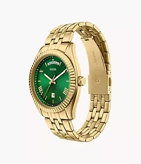 Campbell Three-Hand Day-Date Gold-Tone Stainless Steel Watch