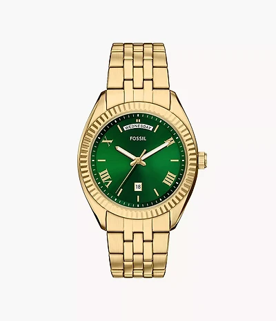 Campbell Three-Hand Day-Date Gold-Tone Stainless Steel Watch