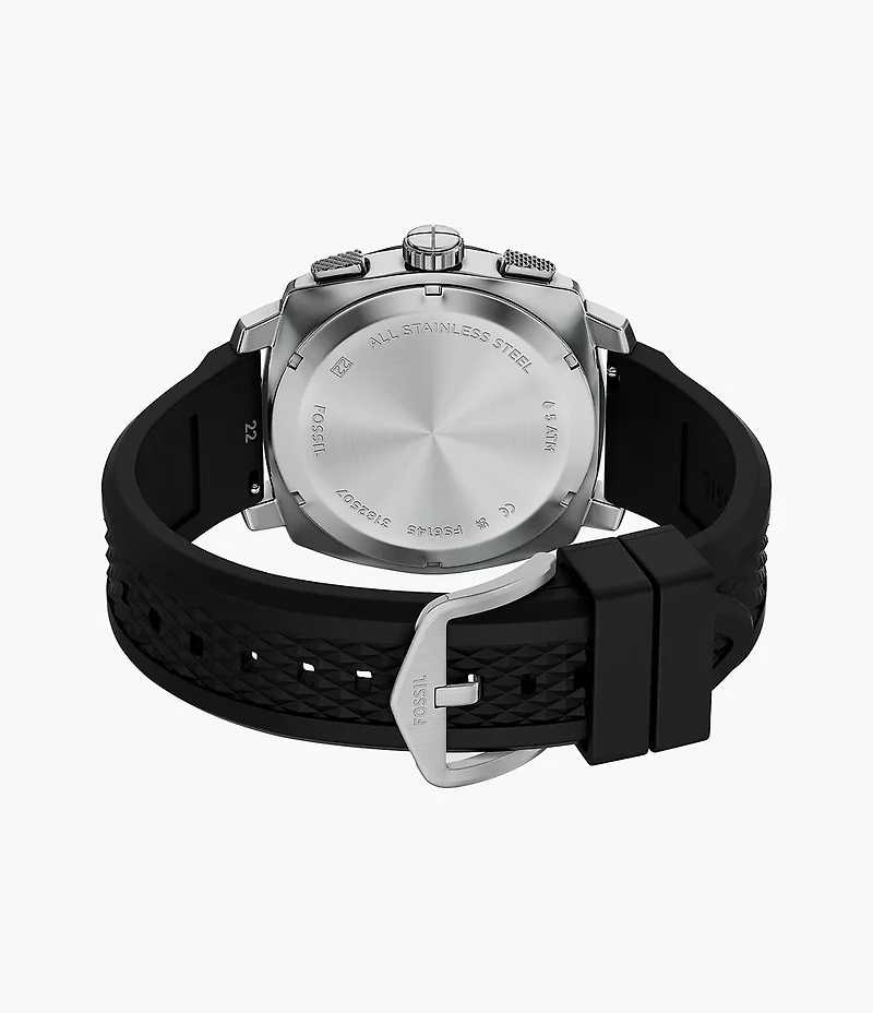 Machine Chronograph Black Silicone Watch and Bracelet Set