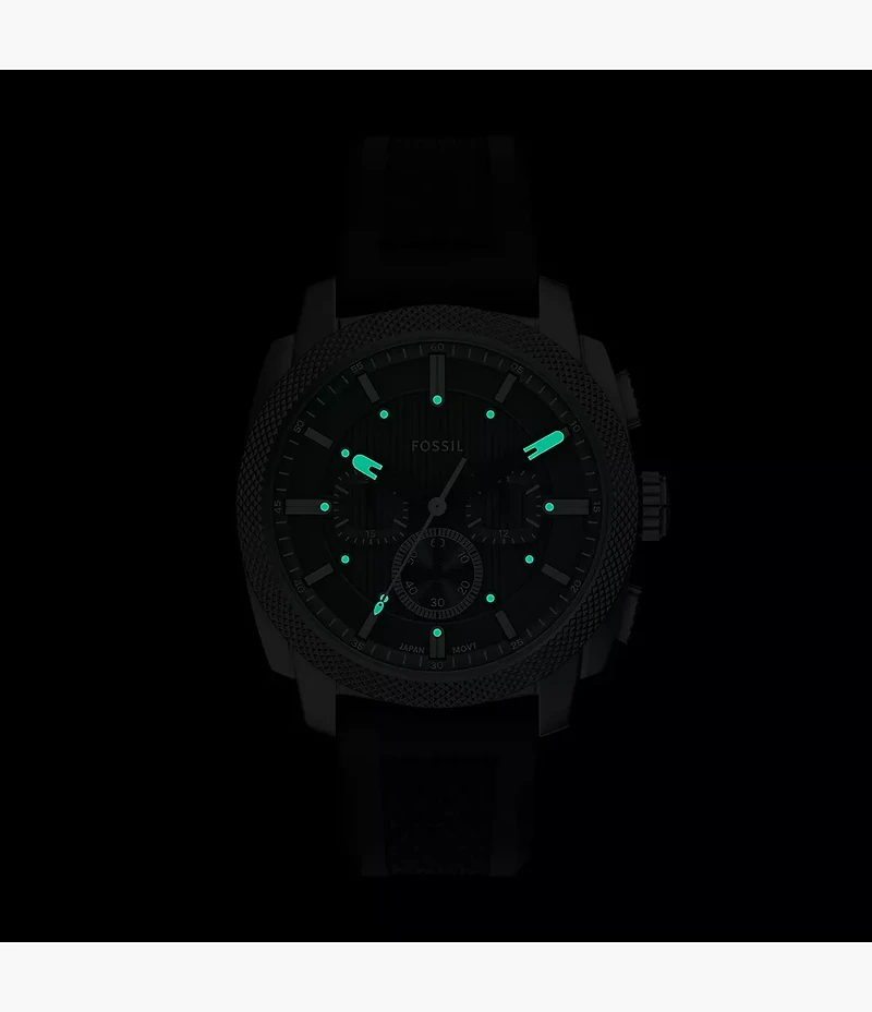 Machine Chronograph Black Silicone Watch and Bracelet Set