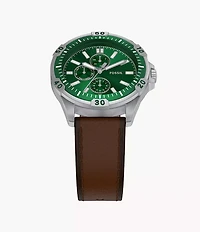 Garrett Multifunction Brown Leather Watch