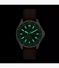 Garrett Multifunction Brown Leather Watch