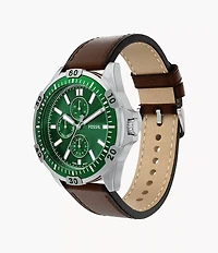 Garrett Multifunction Brown Leather Watch