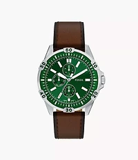 Garrett Multifunction Brown Leather Watch