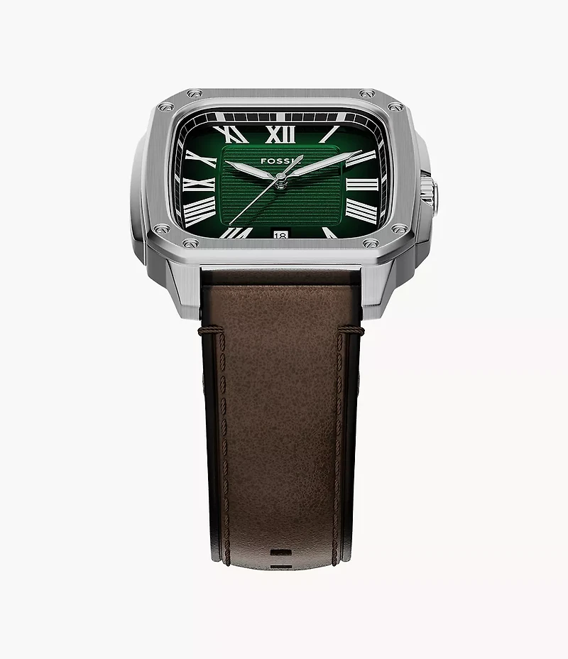 Crosby Three-Hand Brown Leather Watch