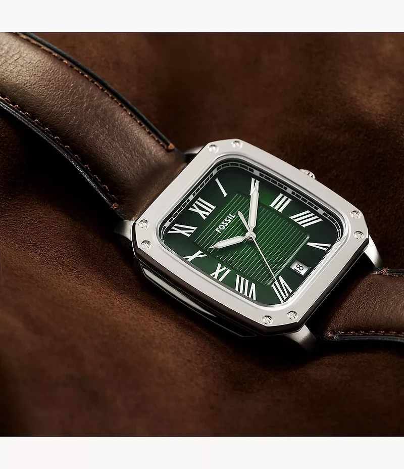 Crosby Three-Hand Brown Leather Watch