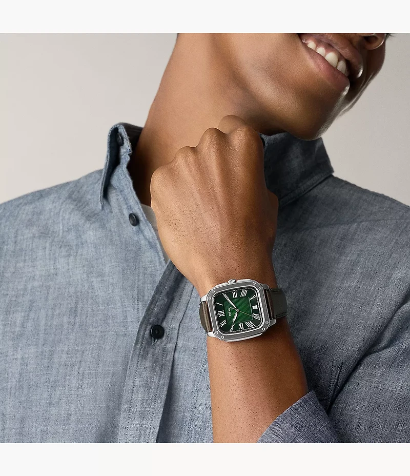 Crosby Three-Hand Brown Leather Watch