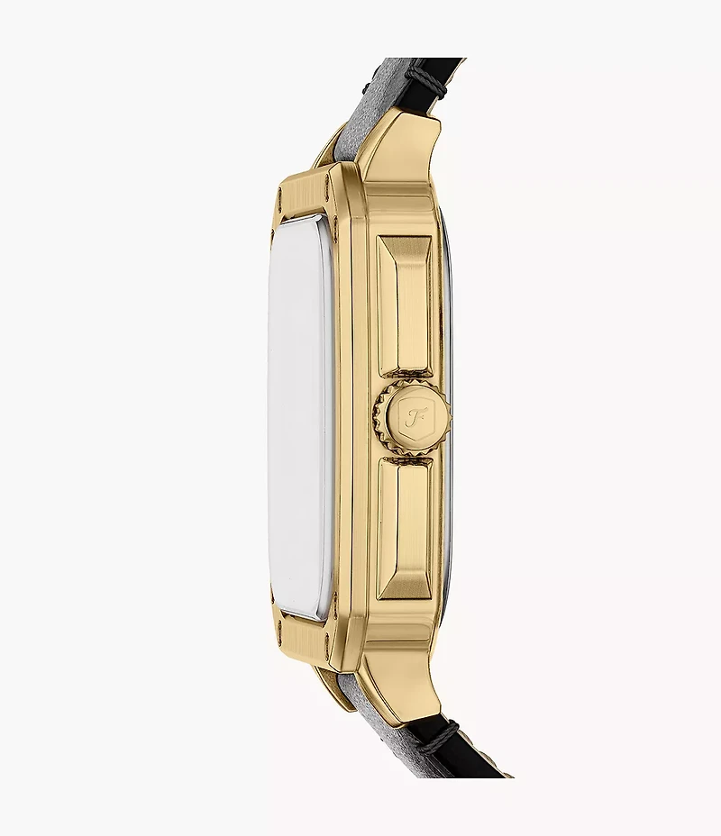 Crosby Three-Hand Black Leather Watch