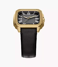 Crosby Three-Hand Black Leather Watch