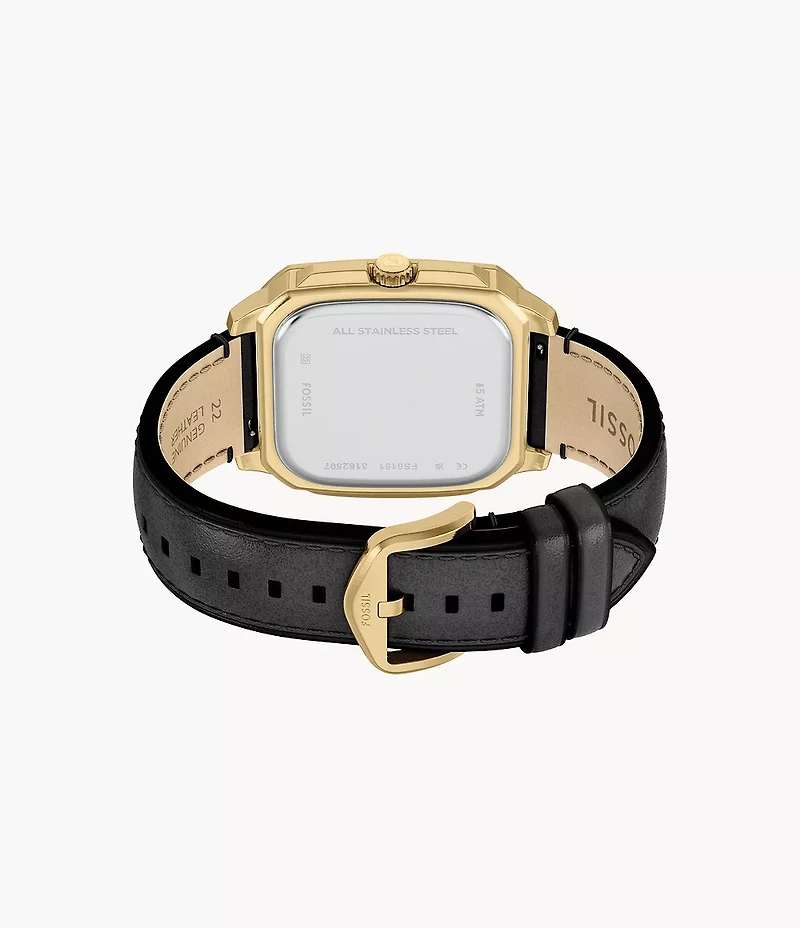 Crosby Three-Hand Black Leather Watch