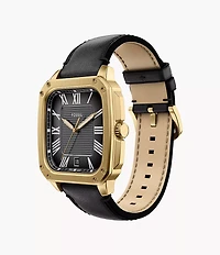 Crosby Three-Hand Black Leather Watch
