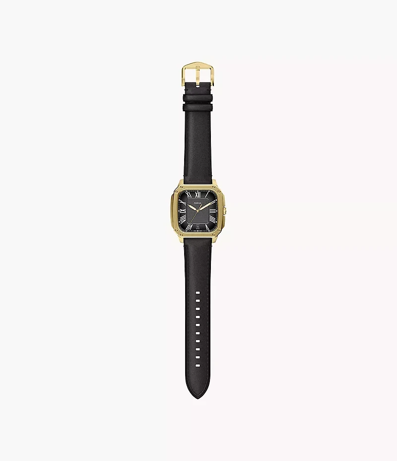 Crosby Three-Hand Black Leather Watch
