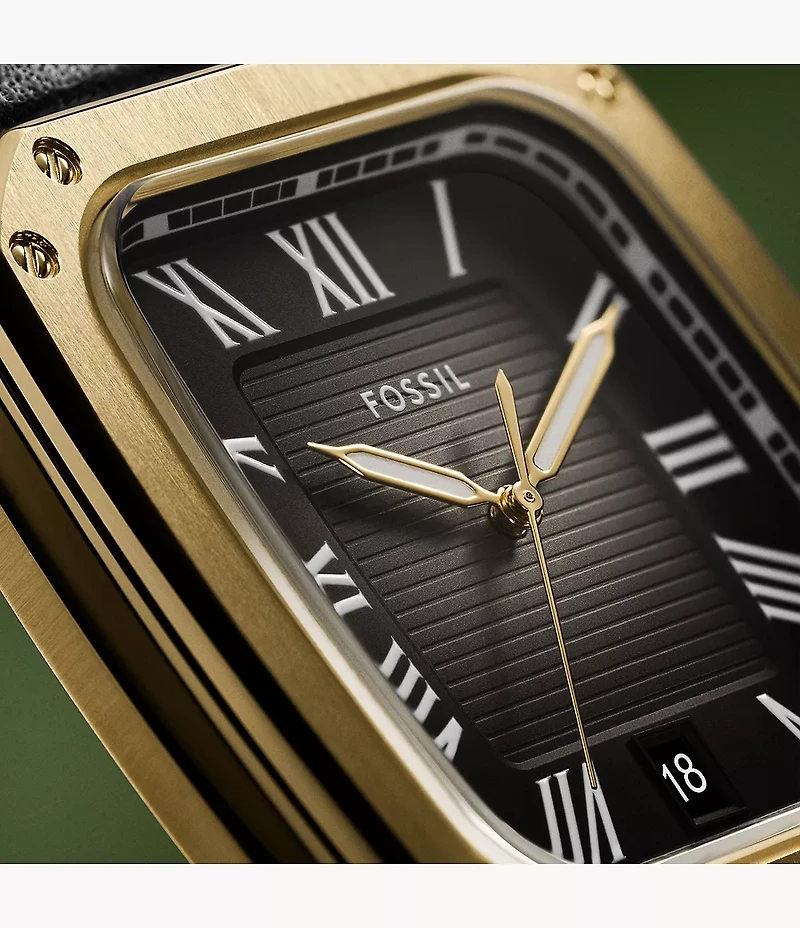 Crosby Three-Hand Black Leather Watch