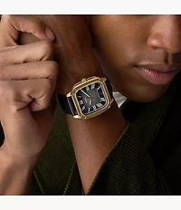 Crosby Three-Hand Black Leather Watch
