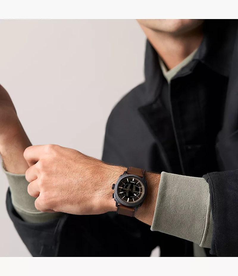 Machine Big Tic 41MM Brown Leather Watch