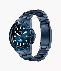 Fossil Blue Dive Three-Hand Navy Stainless Steel Watch