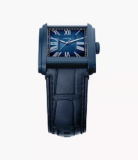 Carraway Three-Hand Navy Croco Leather Watch
