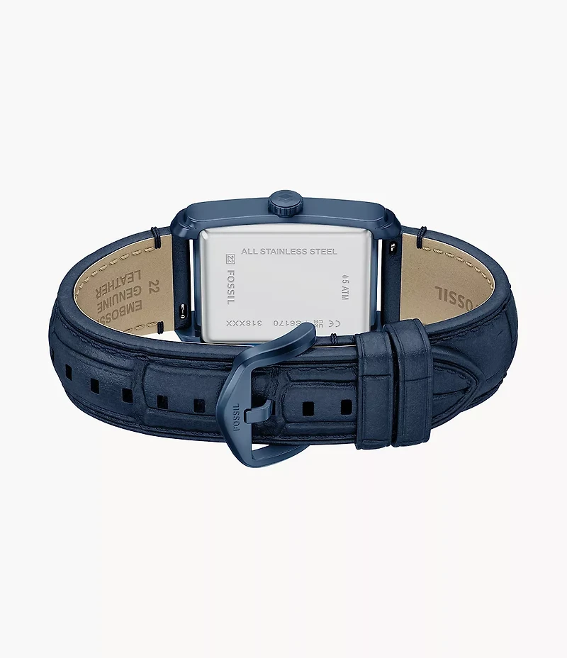 Carraway Three-Hand Navy Croco Leather Watch