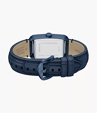 Carraway Three-Hand Navy Croco Leather Watch