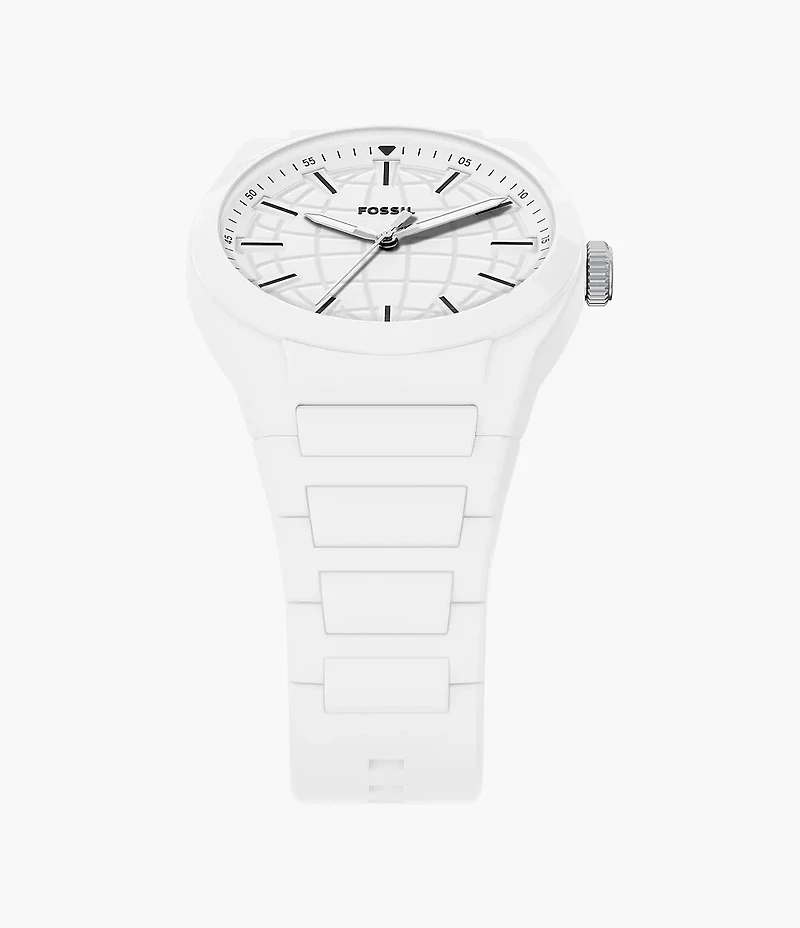 Everett Three-Hand White Silicone Watch