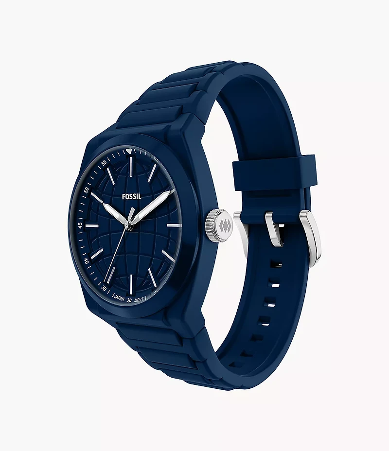 Everett Three-Hand Navy Silicone Watch