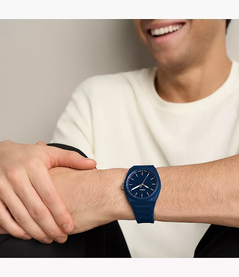 Everett Three-Hand Navy Silicone Watch