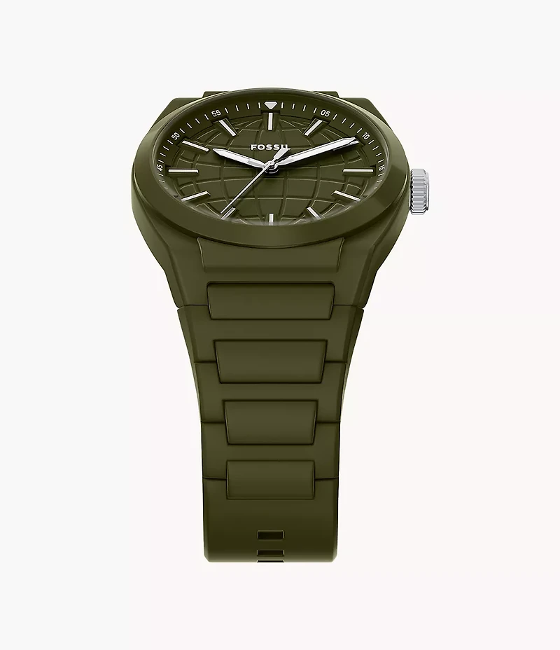 Everett Three-Hand Olive Silicone Watch