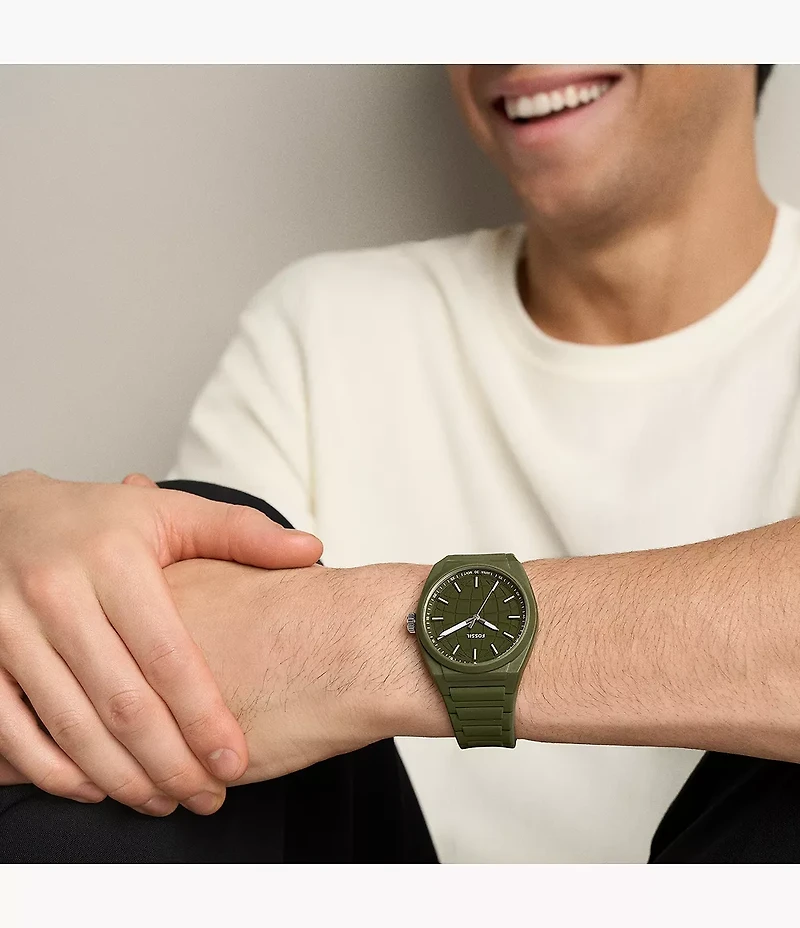 Everett Three-Hand Olive Silicone Watch