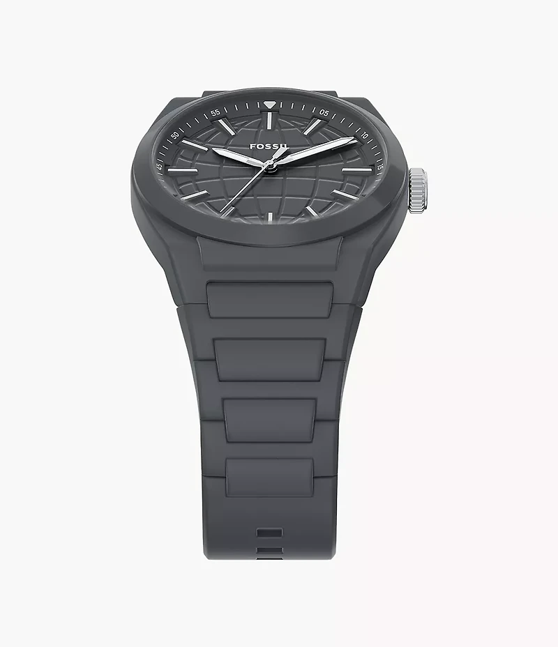 Everett Three-Hand Gray Silicone Watch