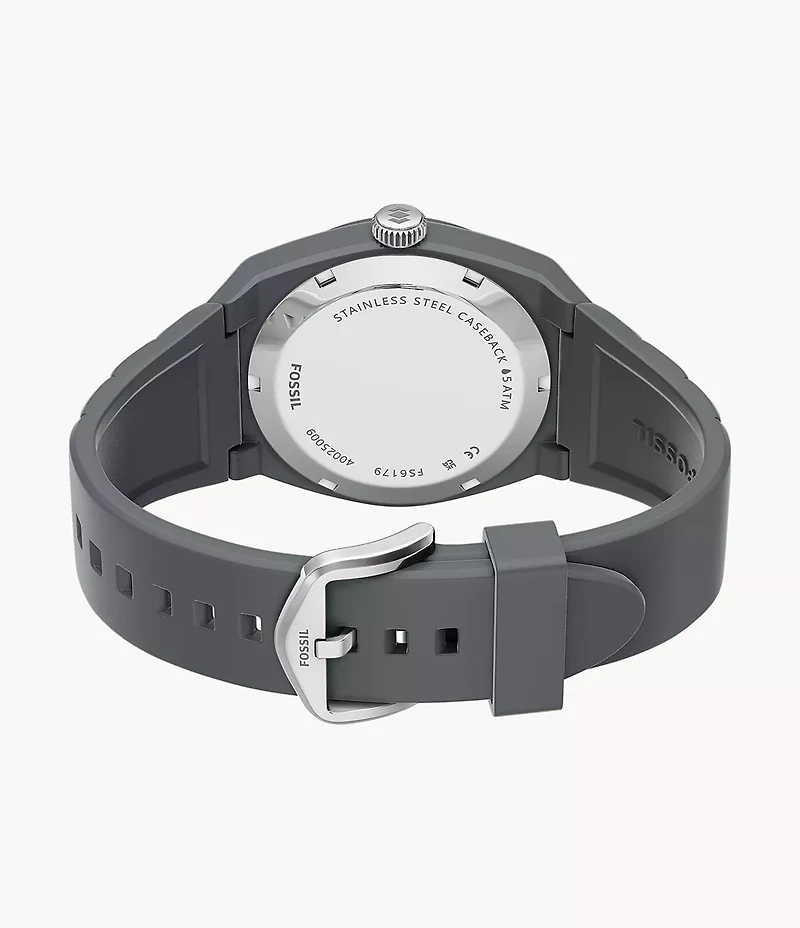 Everett Three-Hand Gray Silicone Watch