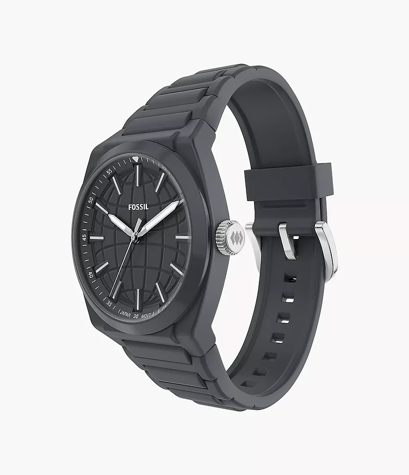 Everett Three-Hand Gray Silicone Watch