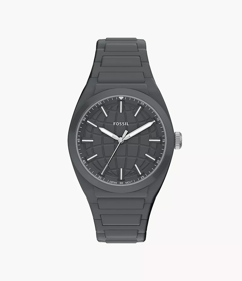 Everett Three-Hand Gray Silicone Watch