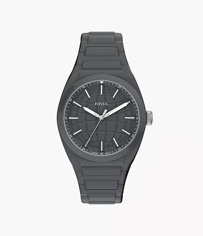 Everett Three-Hand Gray Silicone Watch