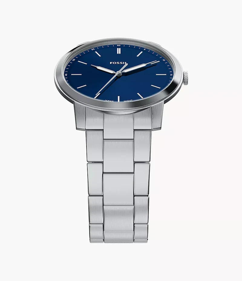 Minimalist 44mm Three-Hand Stainless Steel Watch