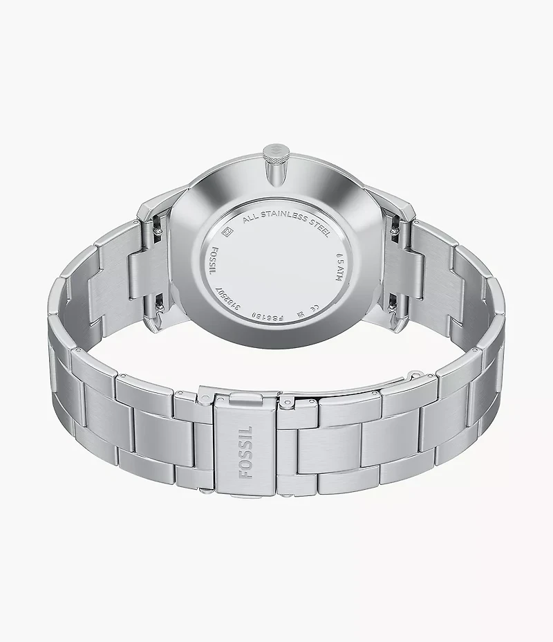 Minimalist 44mm Three-Hand Stainless Steel Watch