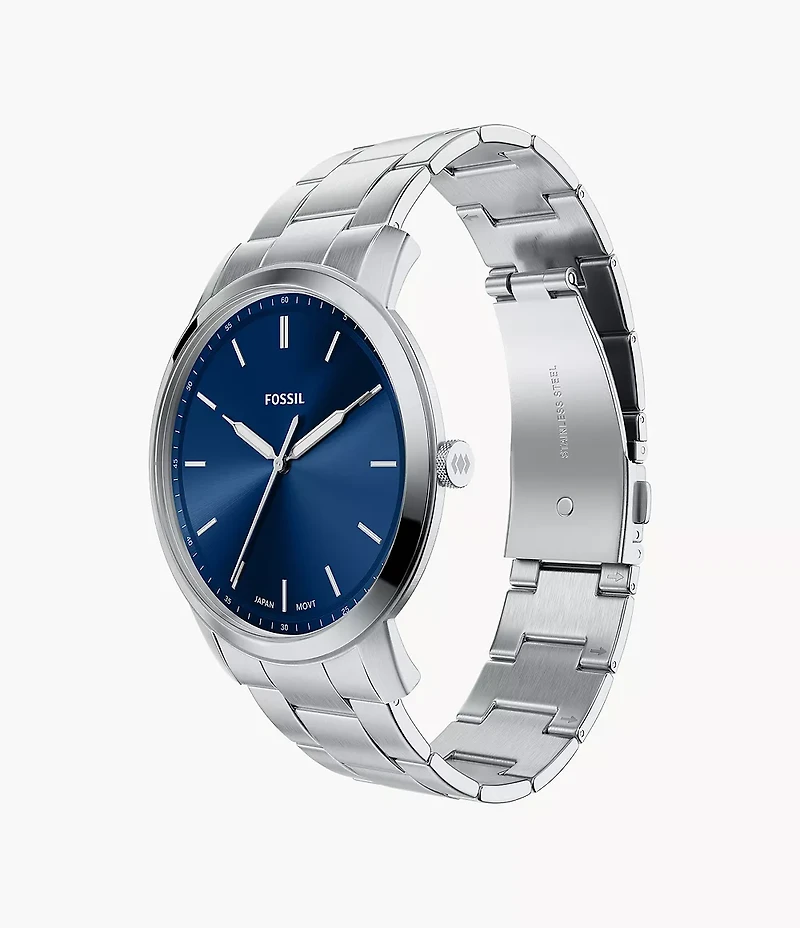 Minimalist 44mm Three-Hand Stainless Steel Watch