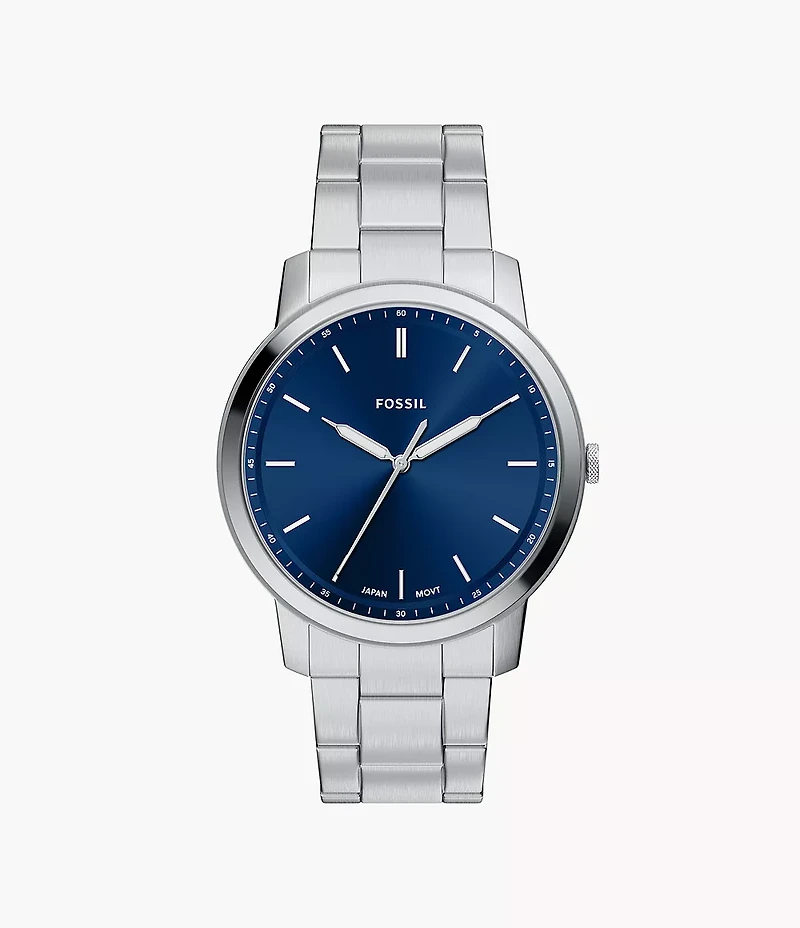 Minimalist 44mm Three-Hand Stainless Steel Watch