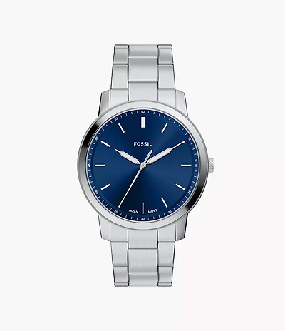 Minimalist 44mm Three-Hand Stainless Steel Watch